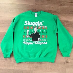 Green Sweatshirt Sluggin Brews Rippin Magoos Beer Ad Unisex Sz Large Fun Gag New